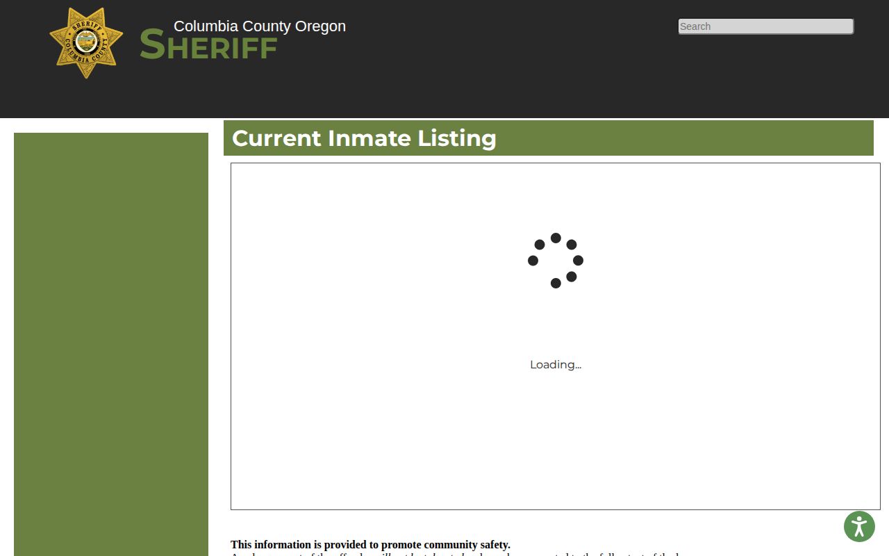 Columbia County current jail roster used before a released inmate records search